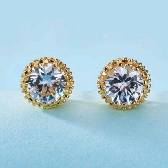 Rhinestone Stud Earrings - Picture 2 of 3